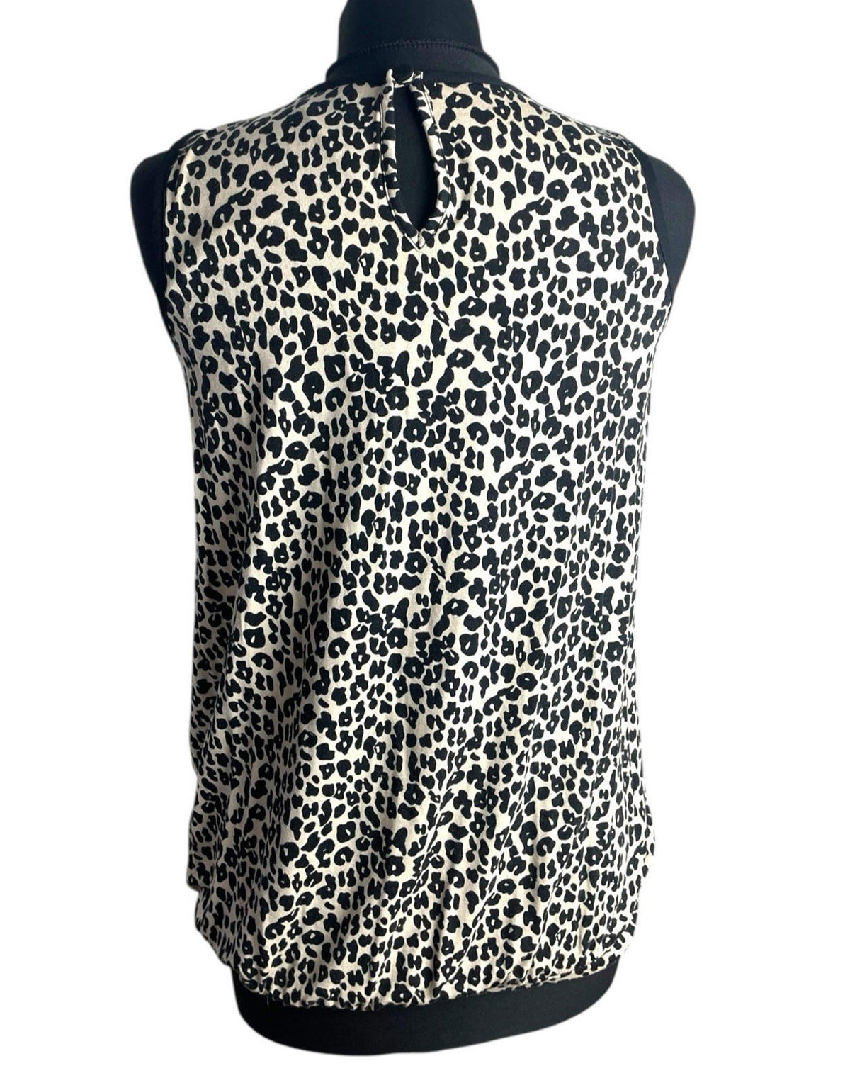 Beige Leopard Print Vest Top Chiffon Panel Neck Women's UK Size S