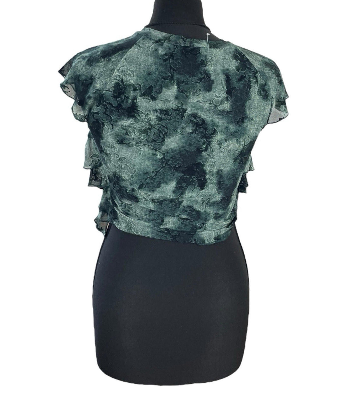 Pretty Little Thing Green Crop Top Ruffle Layered High Beck Women's UK Size 8