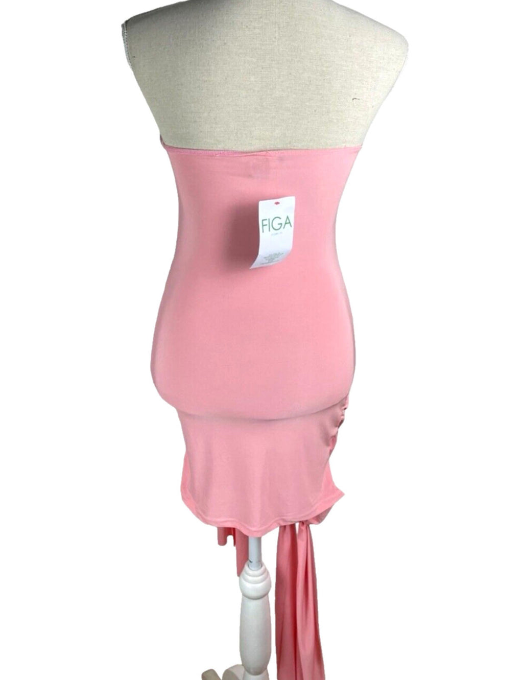 Draped Bodycon Mid Dress Women’s UK Size 8 Pink Cocktail Strapless Jersey Ruched