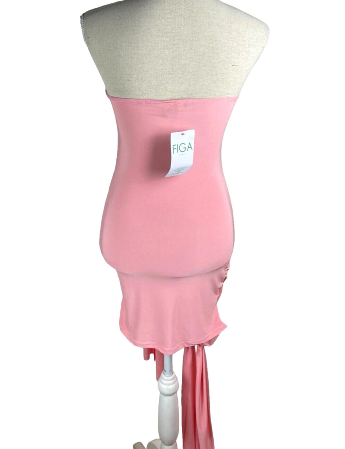 Draped Bodycon Mid Dress Women’s UK Size 8 Pink Cocktail Strapless Jersey Ruched