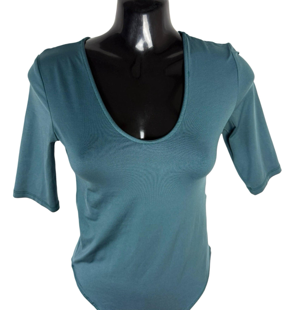 Primark DarkGreen Primark Stretch Bodysuit Top Women's UK Size XS 3/4 Sleeve Dark Green