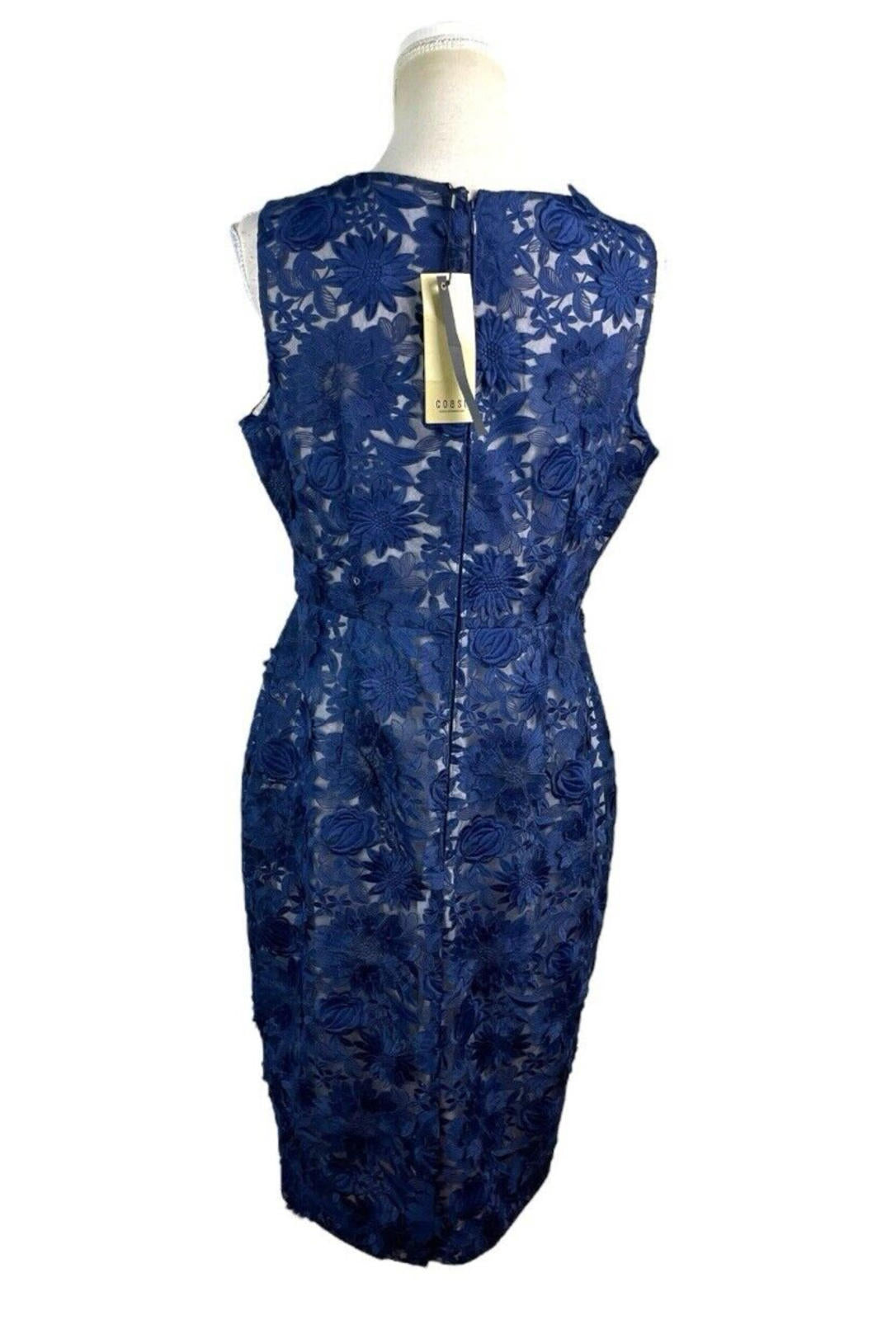 Coast Philippa Navy Blue Lace Formal Dress Midi Women's UK Size 14