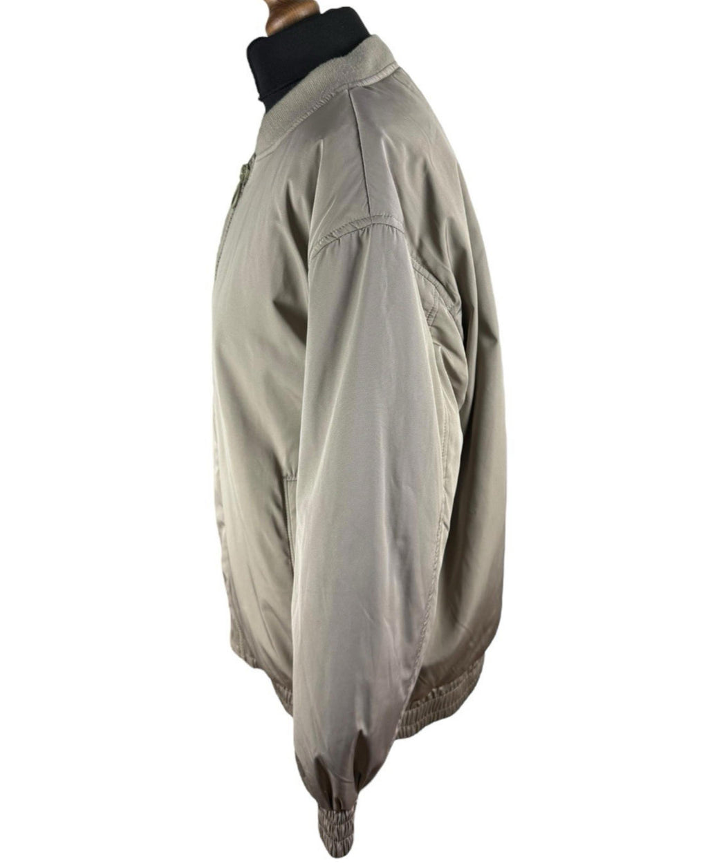 Stradivarius Oversized Bomber Jacket Coat Beige Mid Length Zip Up Women's UK Size XS