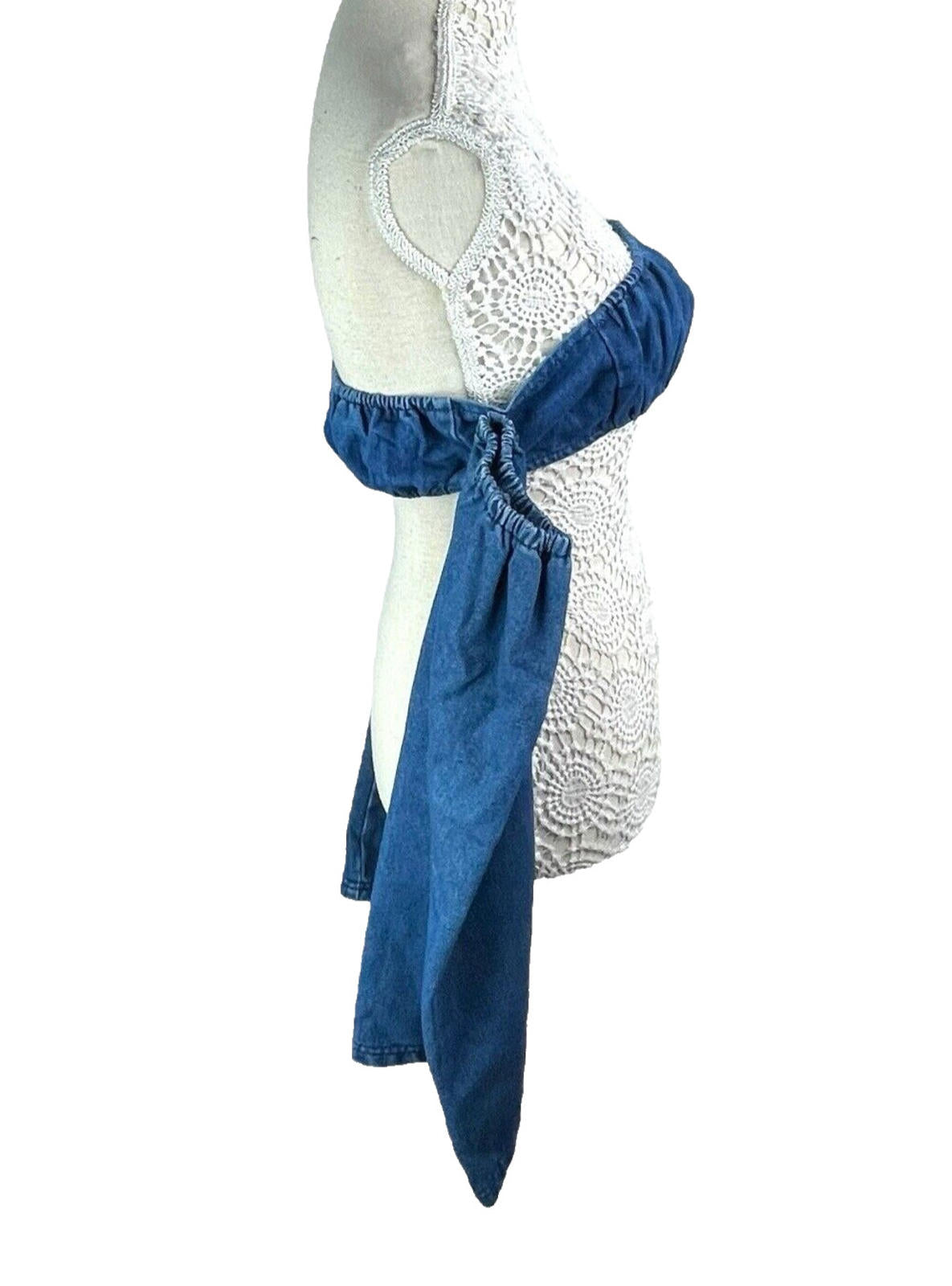 Dark Denim Off Shoulder Long Flare Sleeve Women’s UK Size 8
