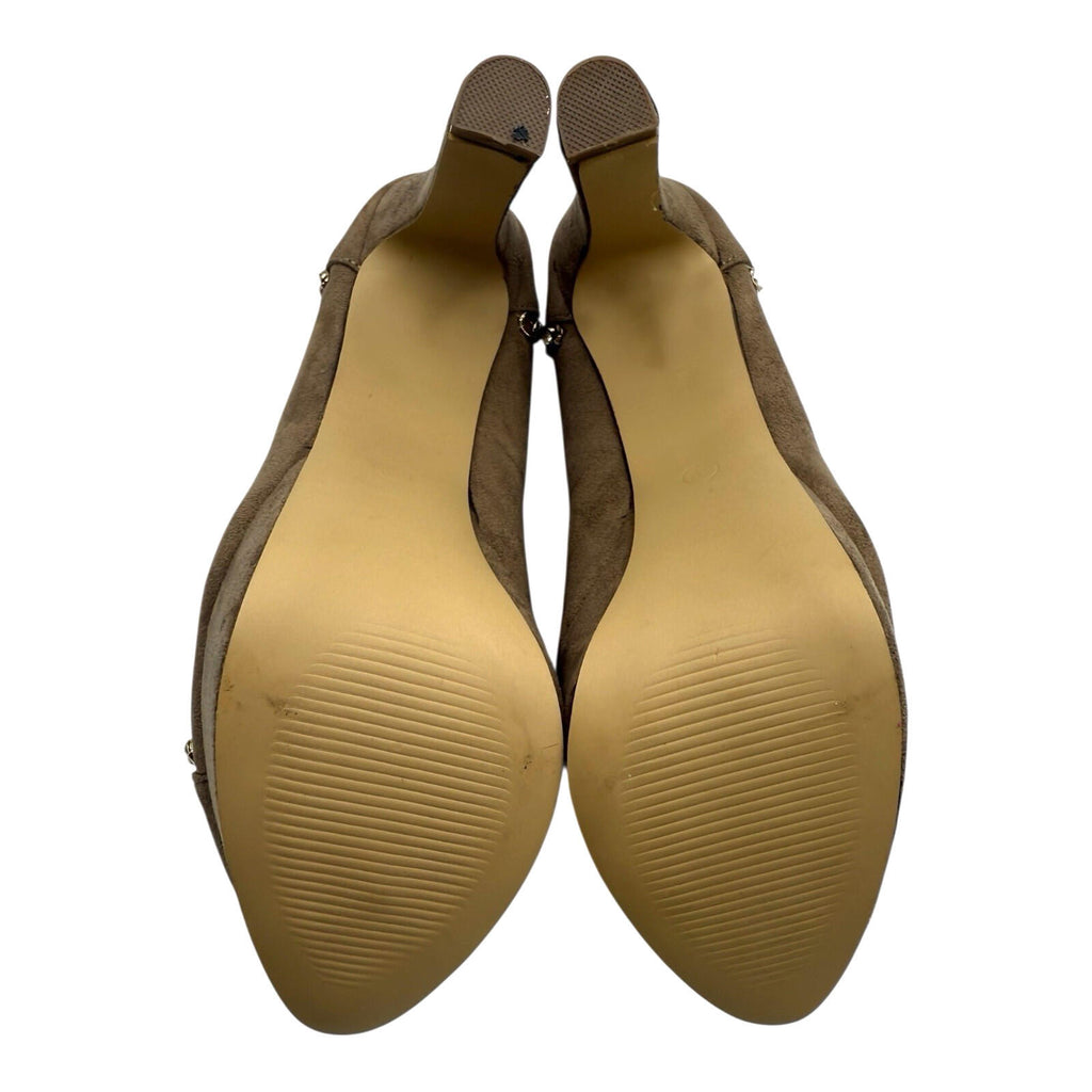 Mannika Tan Mannika Platform Stiletto Women's UK Size 6 Chain Diamante Detail Brown Suede