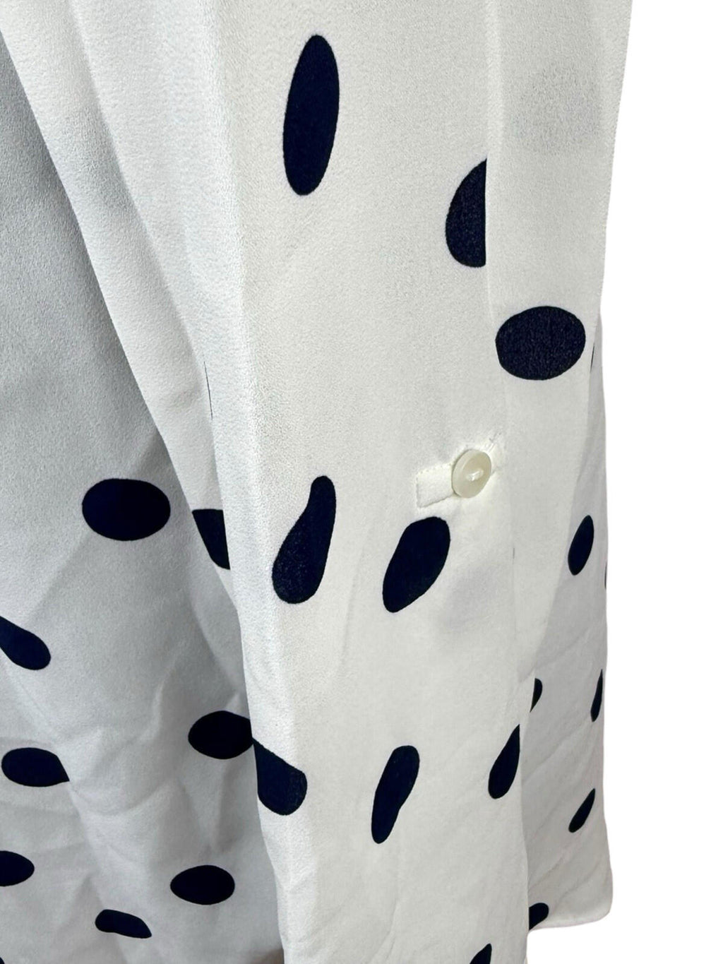 TU Polka Dot Shirt Blouse Women's UK Size 10 Oversized Chiffon Button Up White