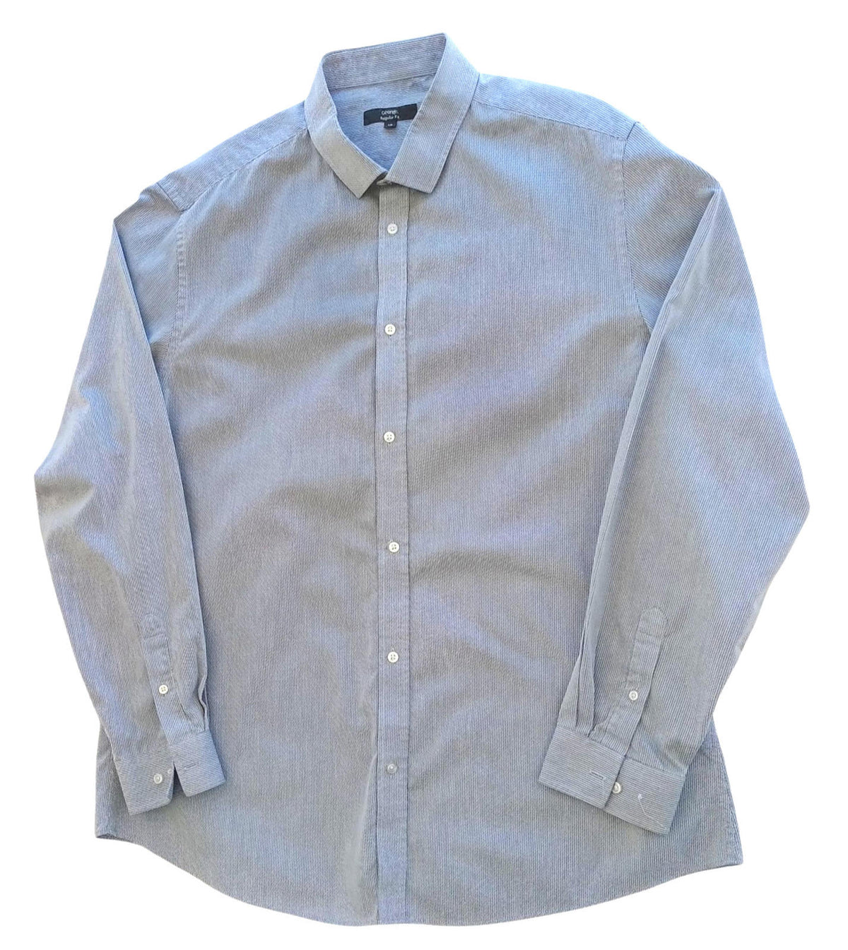 George Shirt Long Sleeve Grey Geometric Easy Care Men's UK Size XXXL 3XL
