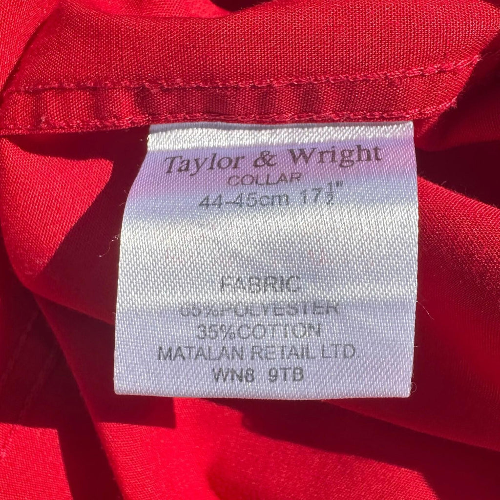 Taylor & Wright Shirt Short Sleeve Red Men's UK Size 2XL Easy Care