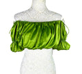 Pretty Little Thing Ruffle Satin Crop Top Green Off Shoulder Women's UK Size 8