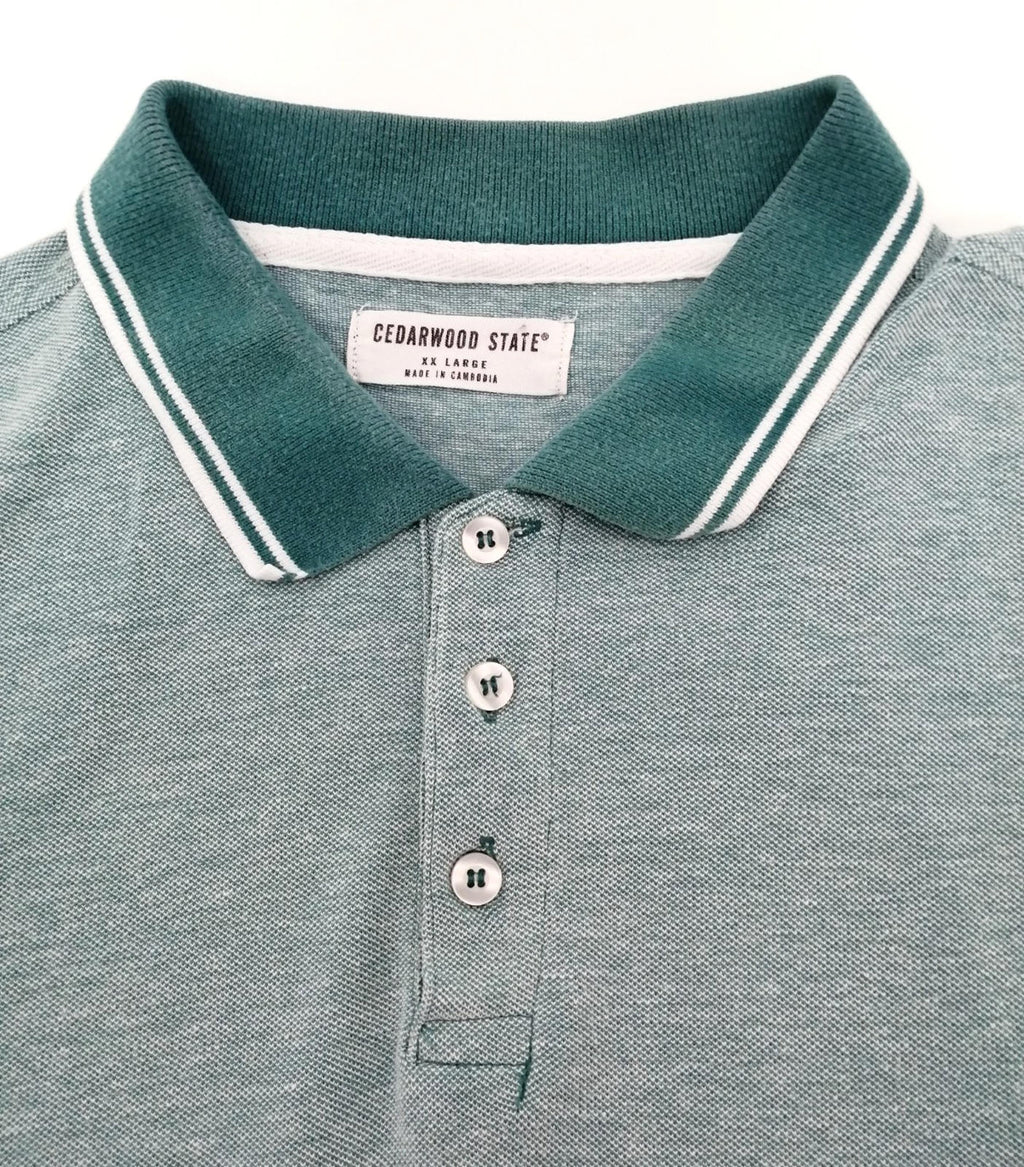 Cedar Wood State Turquoise Polo Shirt Men's Size 2XL Teal Blue Embroidered Logo 100% Cotton