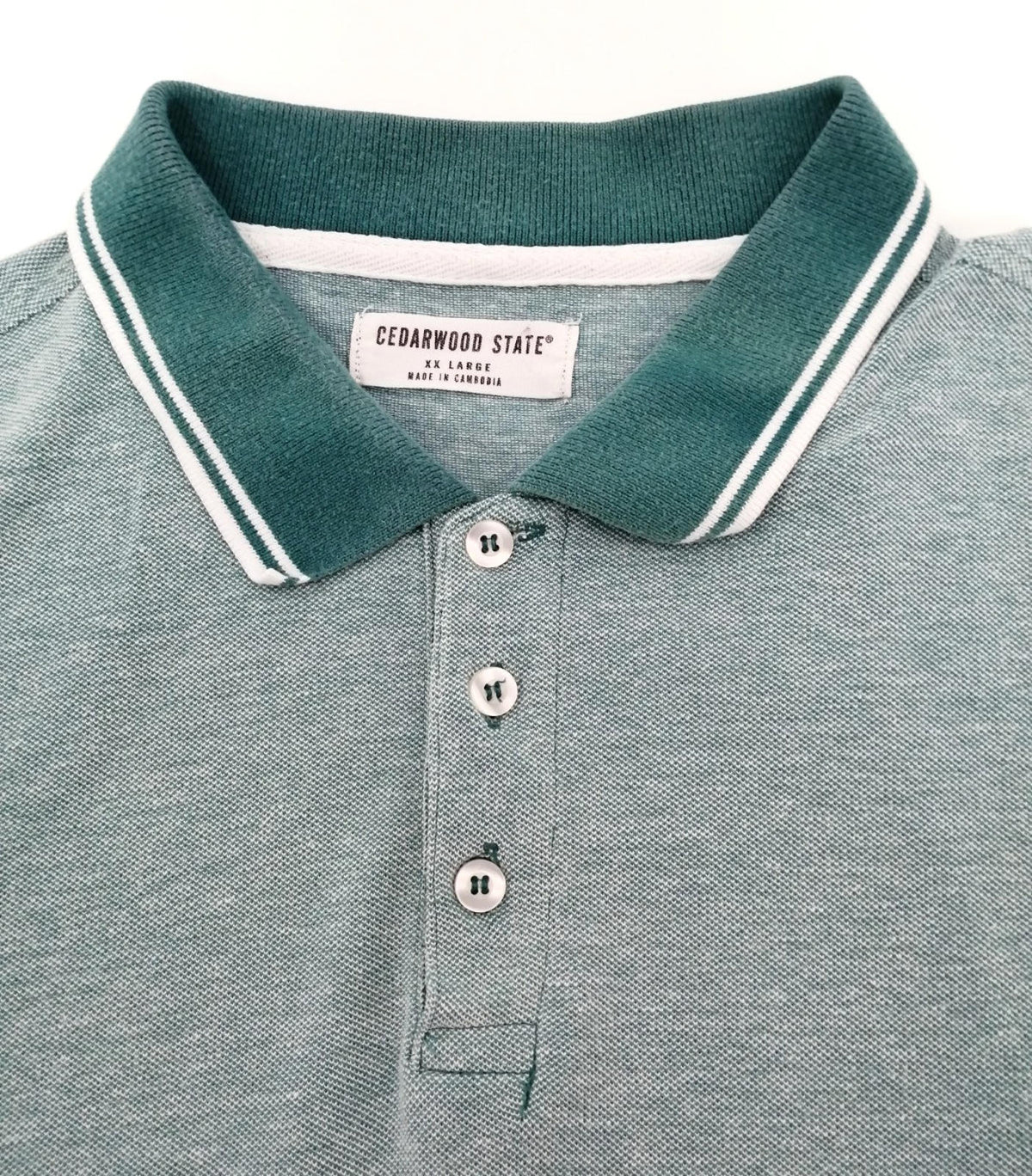 Cedar Wood State Turquoise Polo Shirt Men's Size 2XL Teal Blue Embroidered Logo 100% Cotton