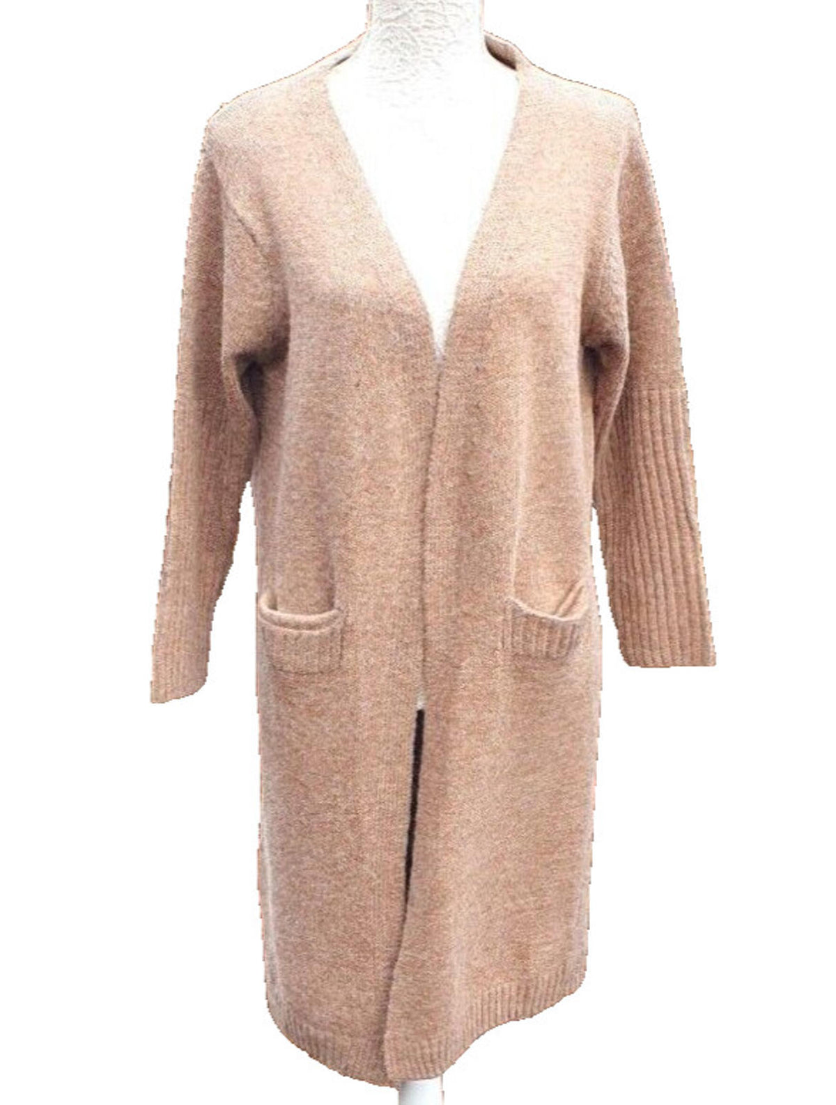 Autumn Winter Open Knit Cardigan Coffee Long Women's UK One Size