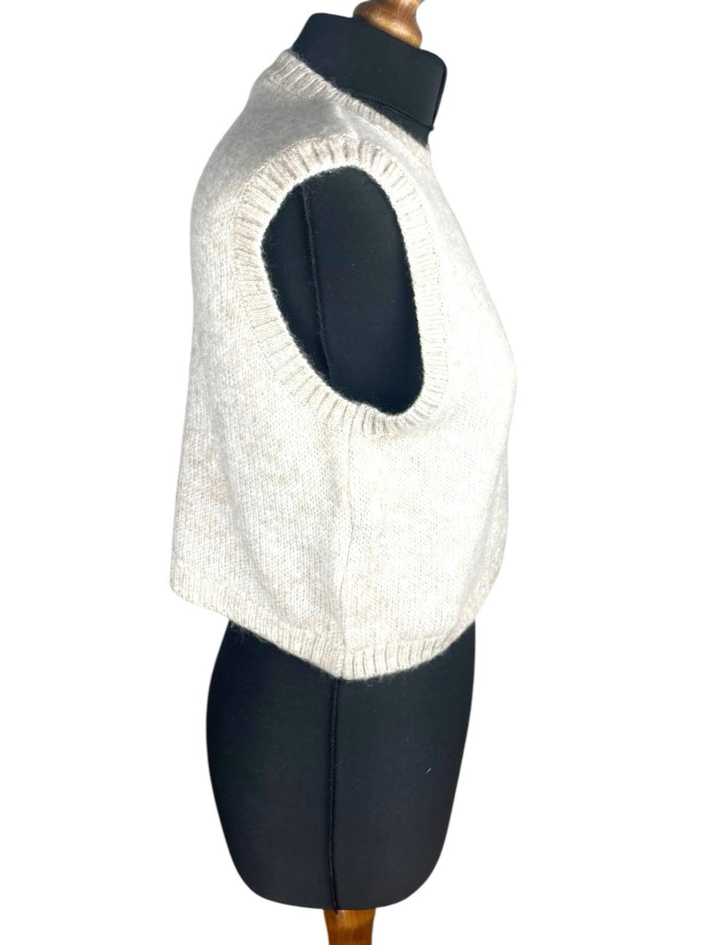 Bershka Beige Knit Vest Jumper Cropped Sleeveless Women's UK Size M