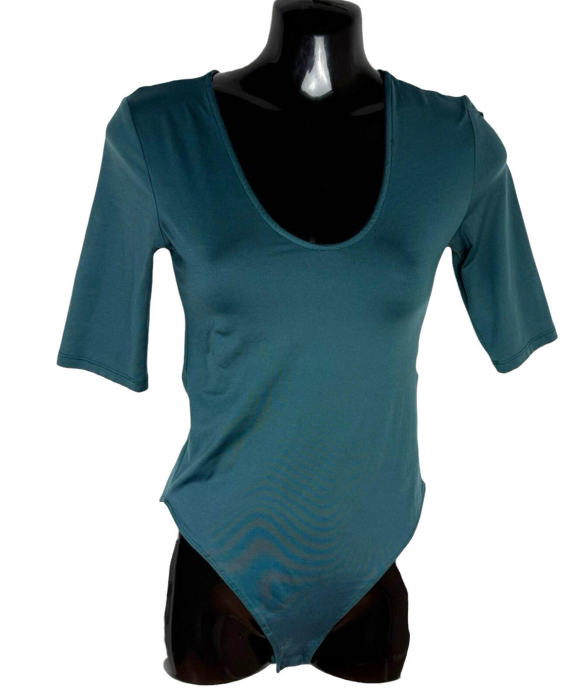 Primark DarkGreen Primark Stretch Bodysuit Top Women's UK Size XS 3/4 Sleeve Dark Green
