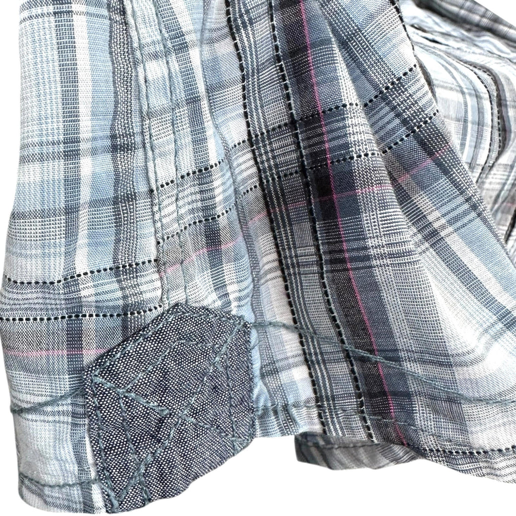 Next Plaid Snap Shirt Men's UK Size XL Long Sleeve Western Blue & White Check