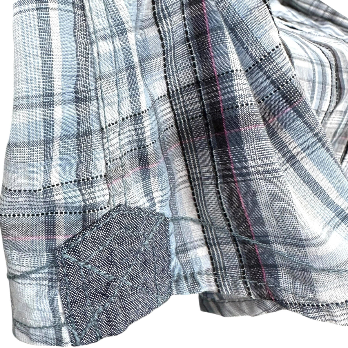 Next Plaid Snap Shirt Men's UK Size XL Long Sleeve Western Blue & White Check