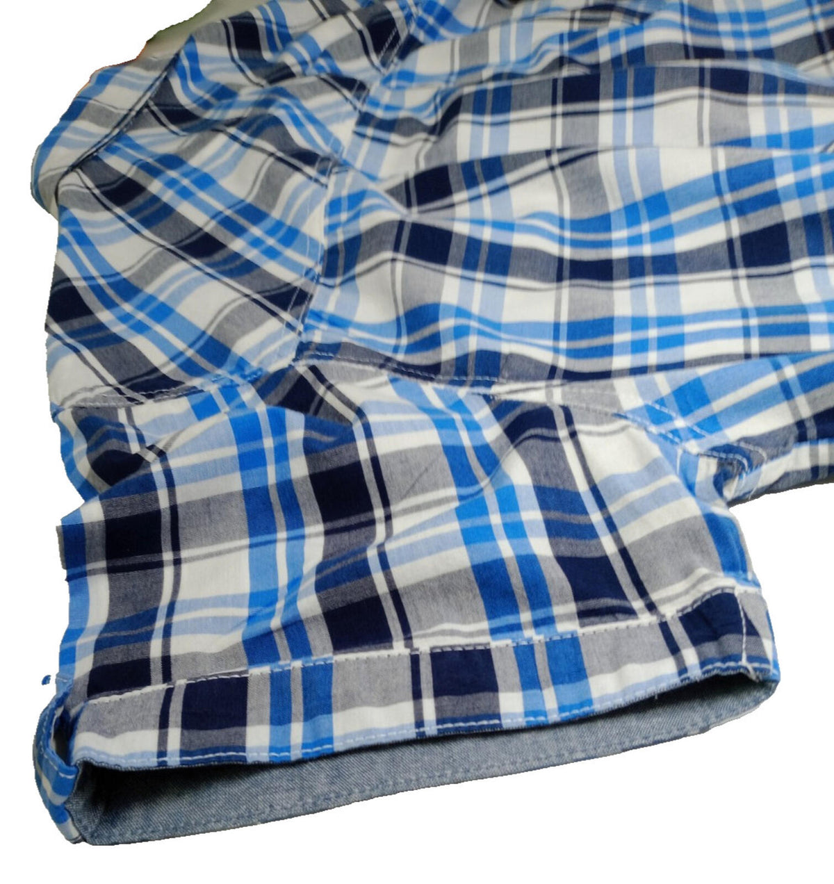 Lee Cooper Men's Shirt UK Size L Blue Check Short Sleeve Pockets 100% Cotton