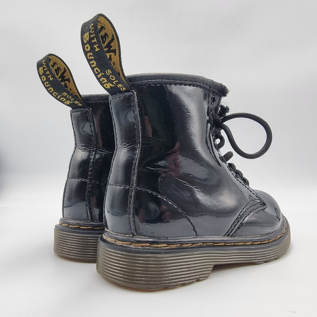 Dr Martens Toddler 1460 Black Patent Boots Side Zip Shoes Kids Size UK 7 EUR 24