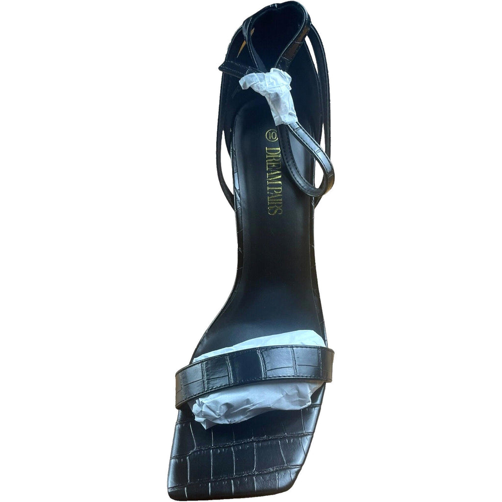 Dream Pairs Black Dream Pairs Faux Block Heel Shoes Square Tie Women's UK Size 6 EU 39