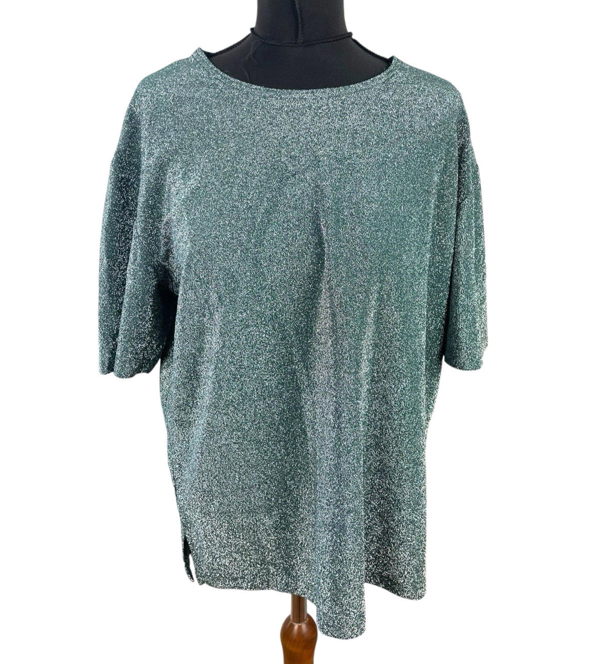 Belle Surprise Green Glitter T-shirt Sparkle Relaxed Fit Women’s UK Size M