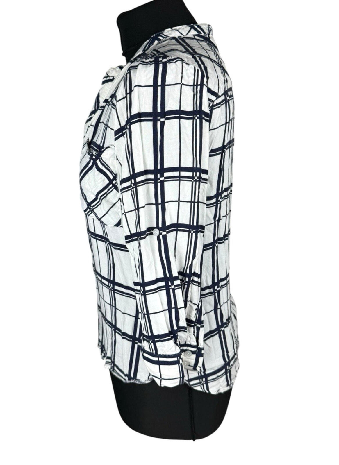 Atmosphere Plaid Shirt Blouse Women’s UK Size 10 Roll Tab Sleeve Check Pocket