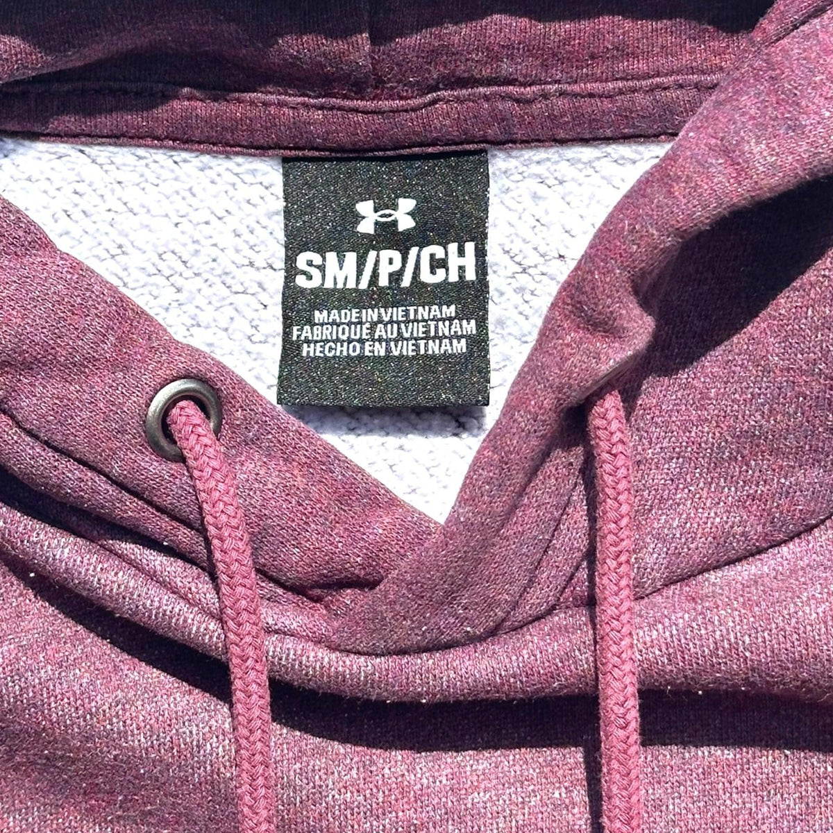 Under Armour Hoodie Men's UK Size S Burgundy Red Long Sleeve Pocket 100% Cotton