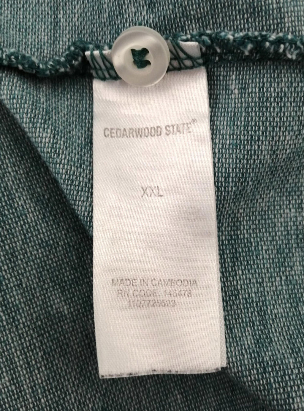Cedar Wood State Turquoise Polo Shirt Men's Size 2XL Teal Blue Embroidered Logo 100% Cotton