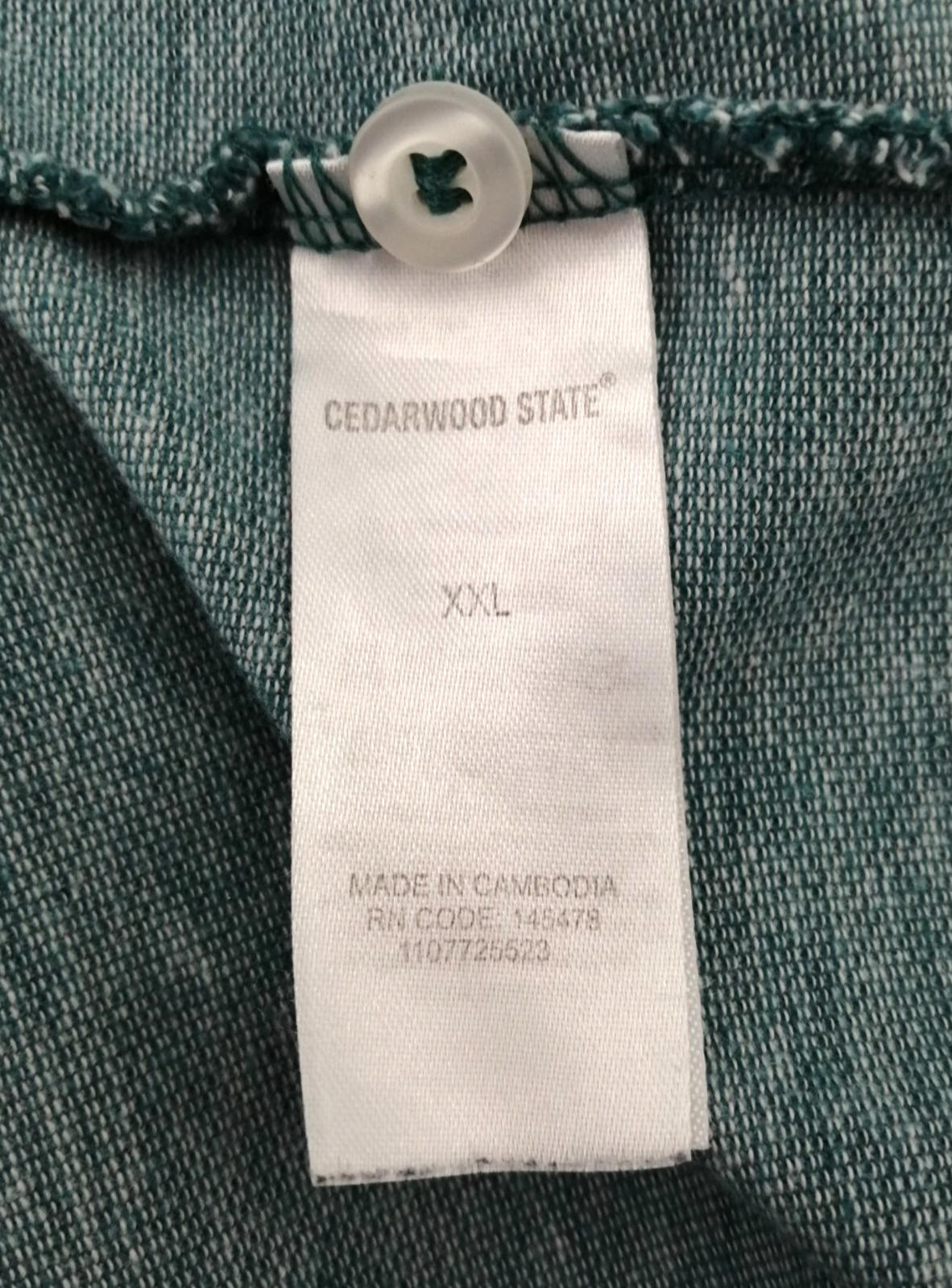 Cedar Wood State Turquoise Polo Shirt Men's Size 2XL Teal Blue Embroidered Logo 100% Cotton