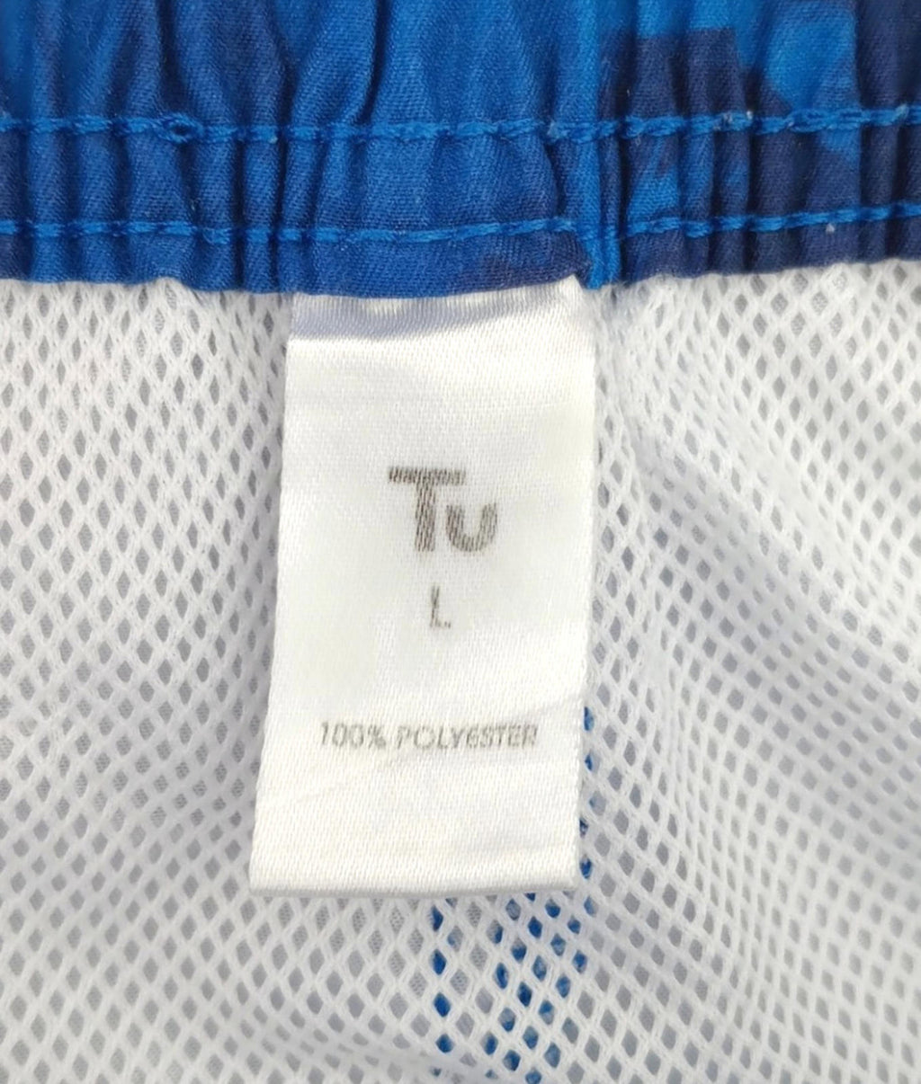 Tu Blue Palm Tree Swim Shorts Men's UK Size L Blue Pockets Drawstring Hawaiian Print