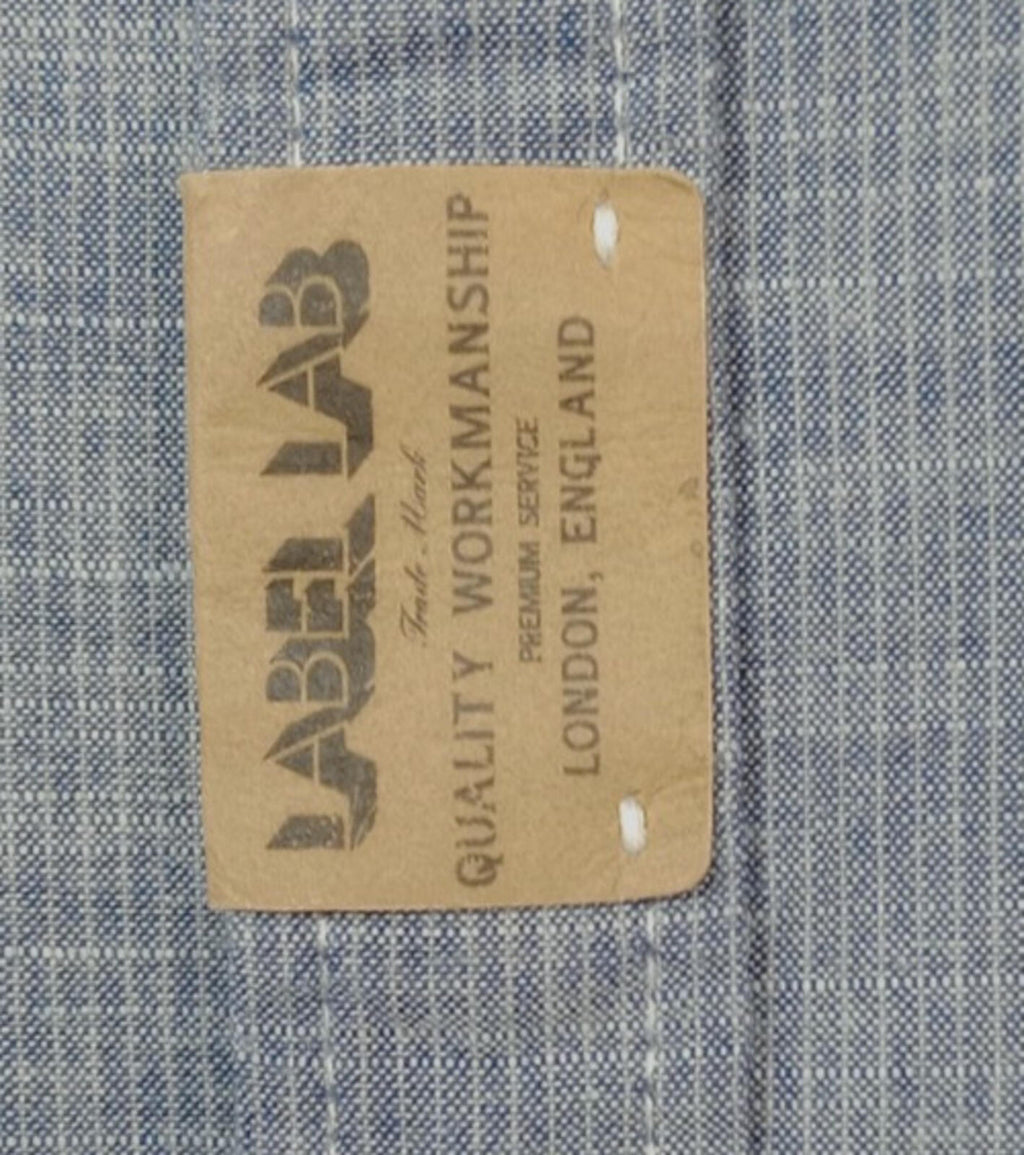 Label Lab Chambray Shirt Men's UK Size Medium Blue Short Sleeve Pocket