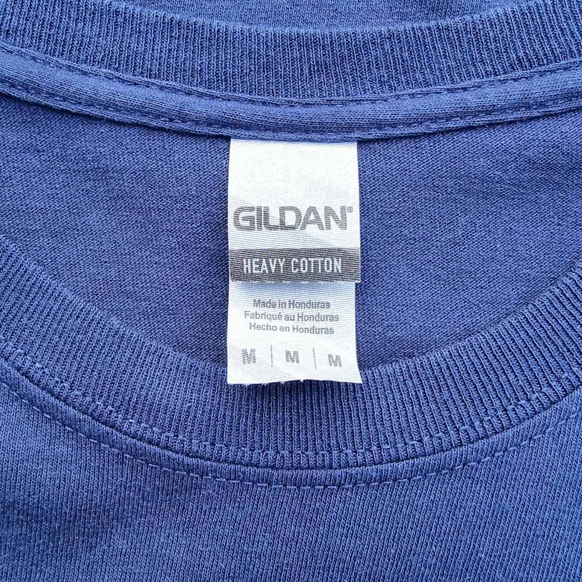 Gildan Blue Arrupe Jesuit Graphic Print T-Shirt Men's UK Size M Blue Crew Neck 100% Cotton