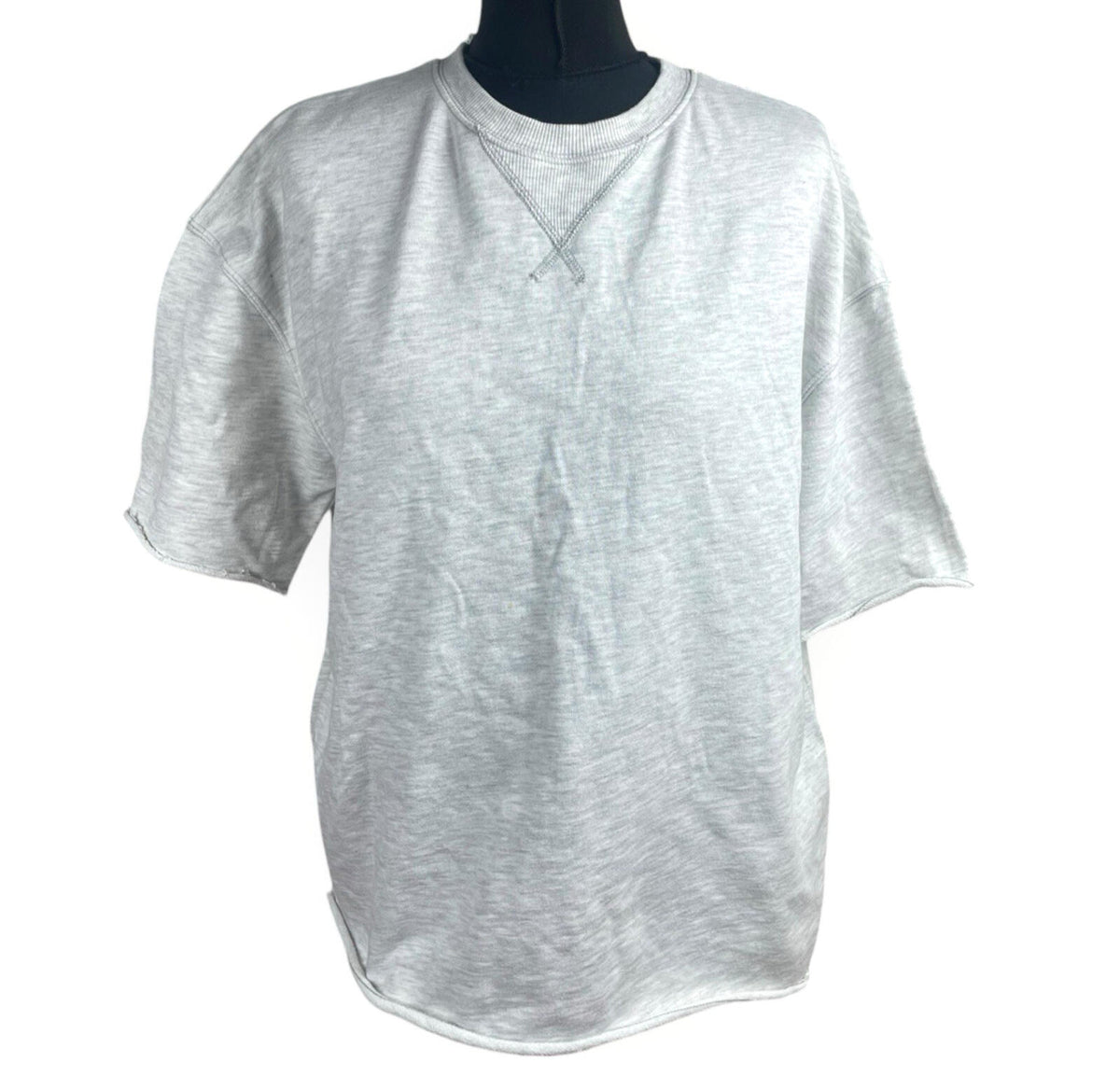 Zara Jersey T-Shirt Top Women's UK Size S Oversized Light Grey Crew Neck