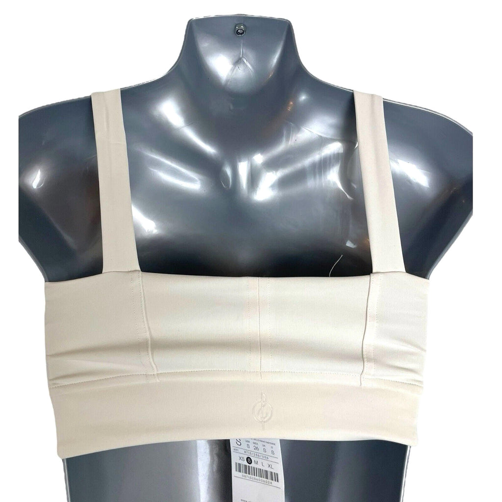 Stradivarius Ivory Lycra Active Wear Crop Top Padded Women's UK Size S