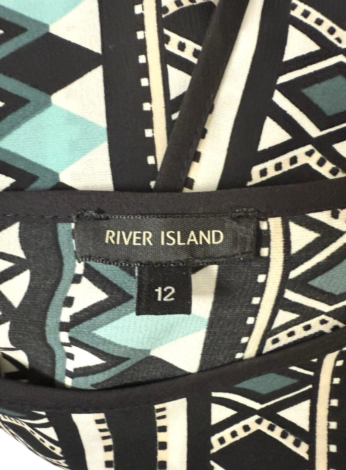 River Island Pattern Top Open Back Lightweight Short Sleeve Women's UK Size 12