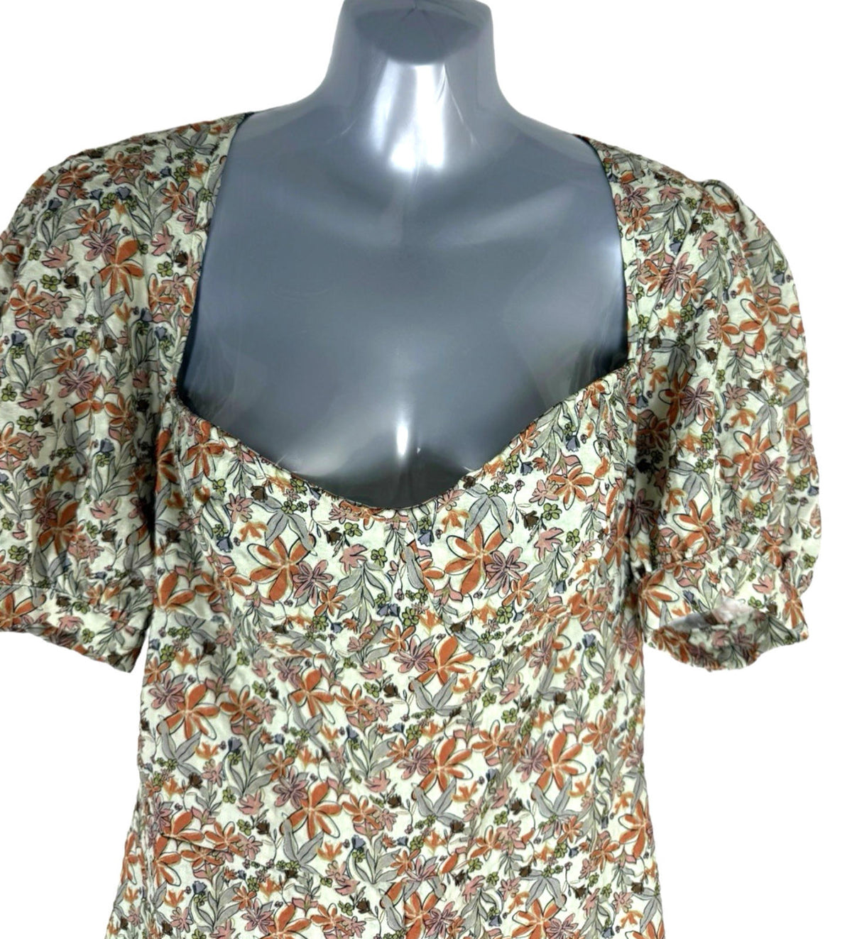 Pretty Little Thing Floral Playsuit Backless Puff Sleeve Women's UK Size 16