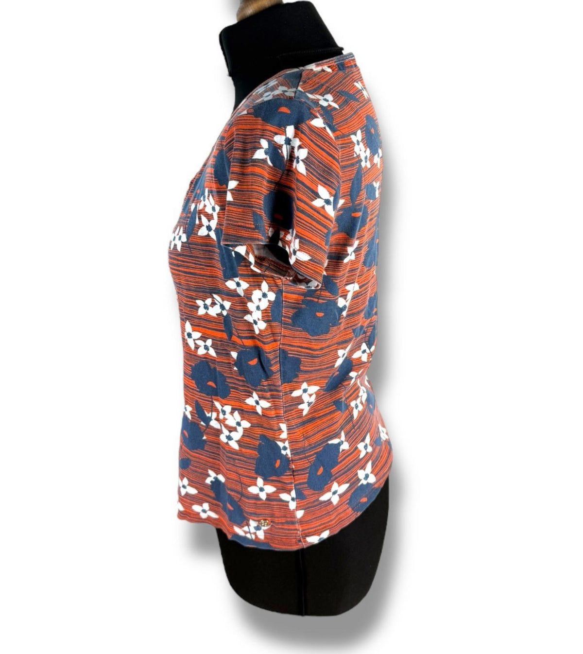 Maine Orange Floral T-shirt Top Blouse Crew Neck Women's UK Size 14