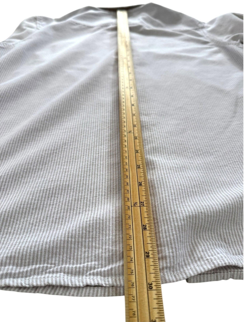 Boston Crew Shirt Men's UK Size XL White & Beige Stripe Casual Short Sleeve