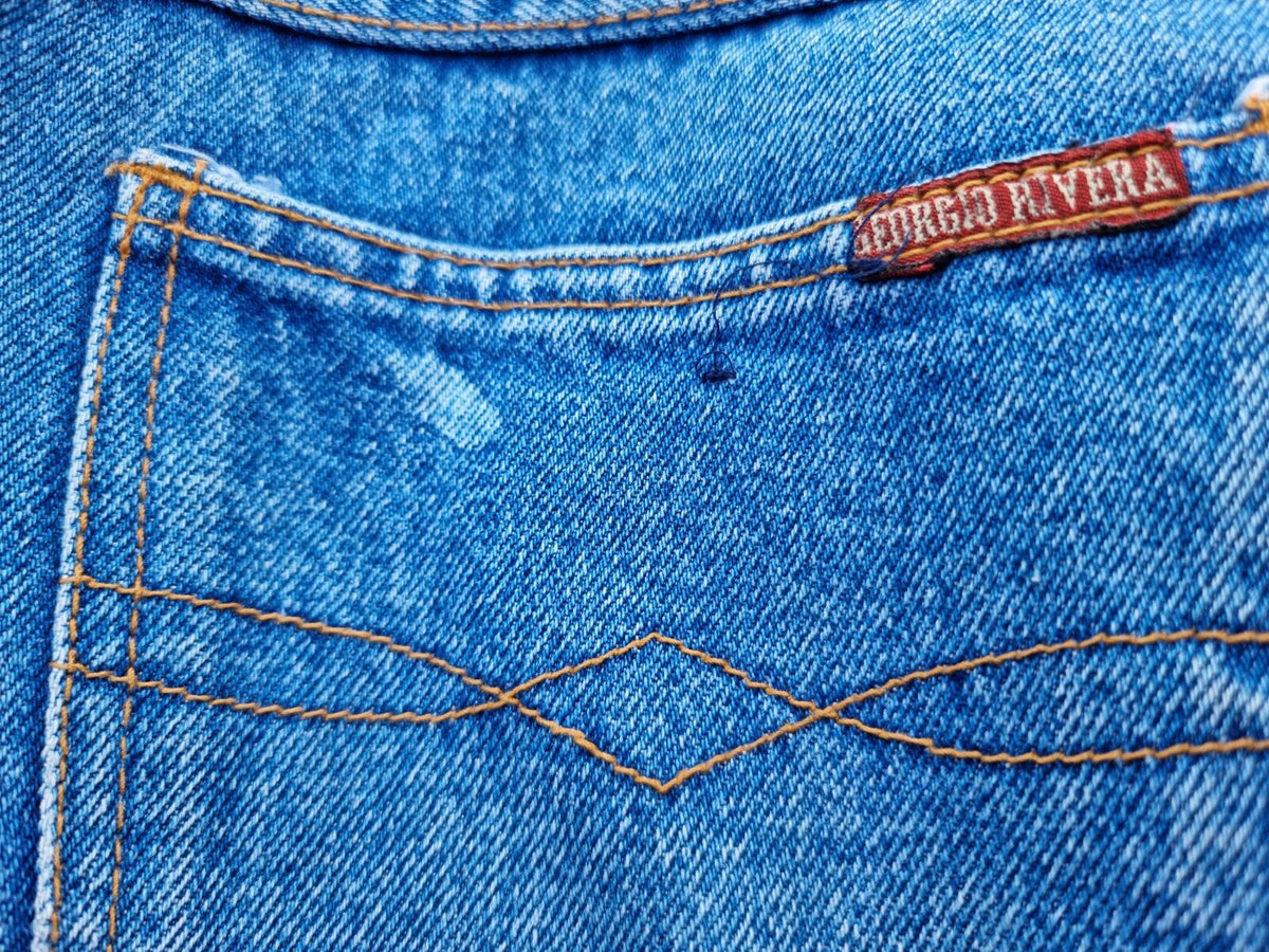 Georgio Rivera Retro Jeans Men's UK Size W30 L30 Blue Denim Straight Leg 90's