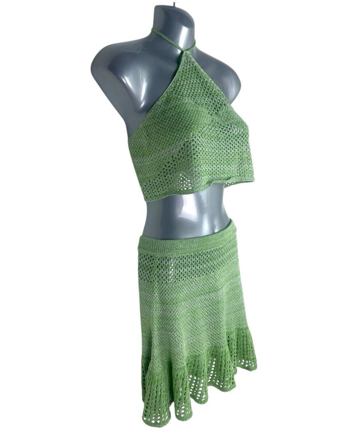 SHEIN Green Knit Shorts & Top Co Ord Set Women's UK Size M
