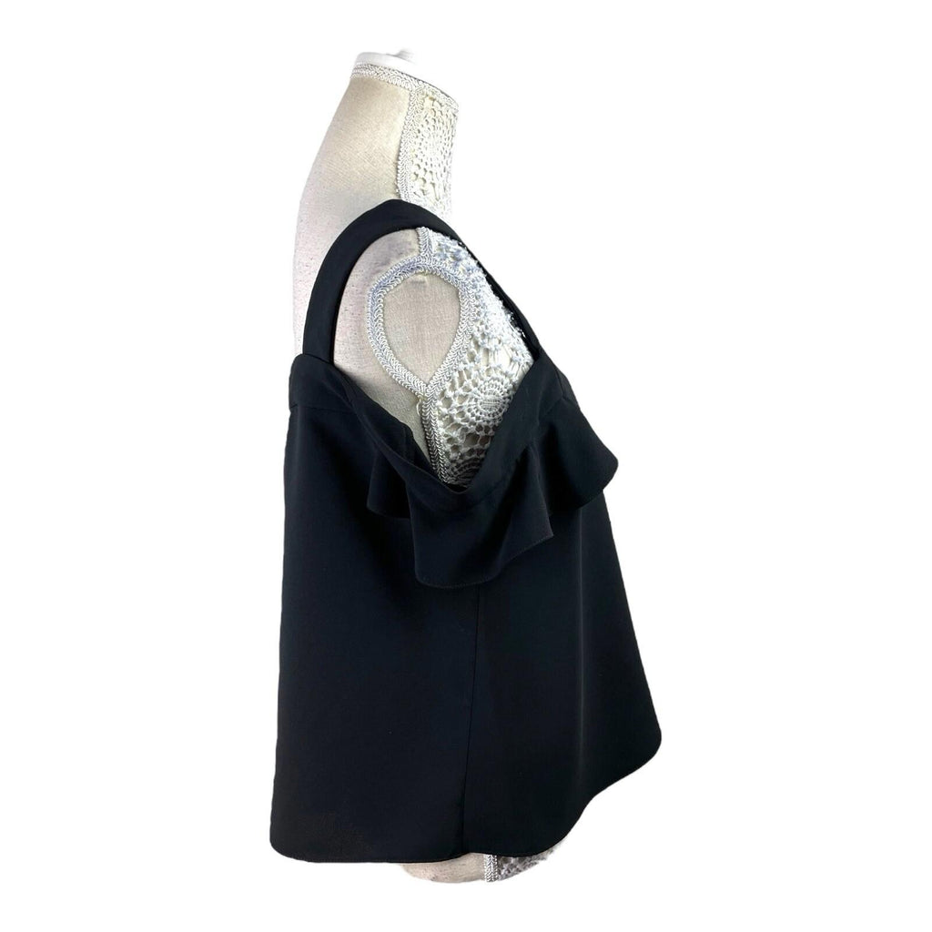 TopShop Black Peplum Top Frill Sleeve Women's UK Size 12