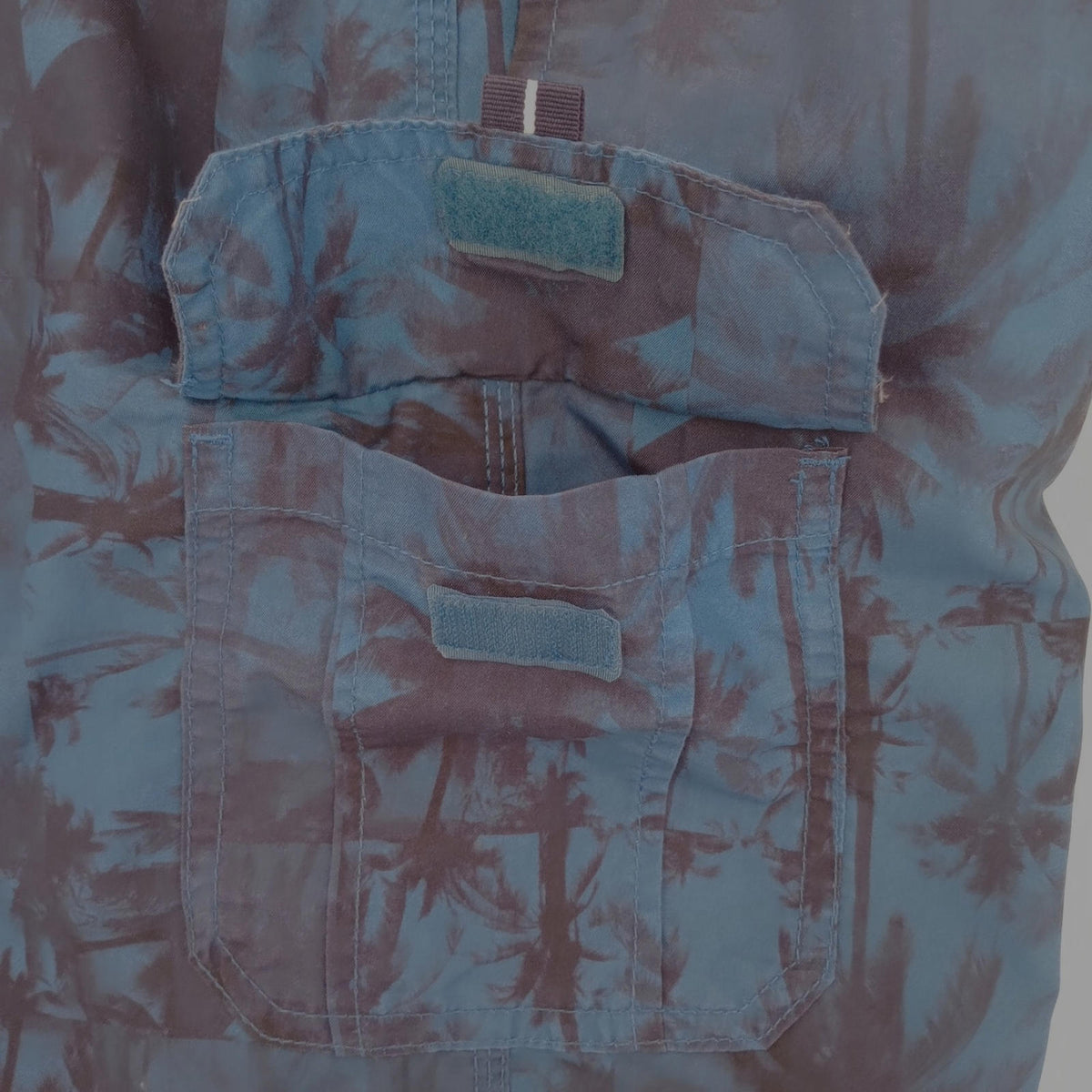 Tu Blue Palm Tree Swim Shorts Men's UK Size L Blue Pockets Drawstring Hawaiian Print