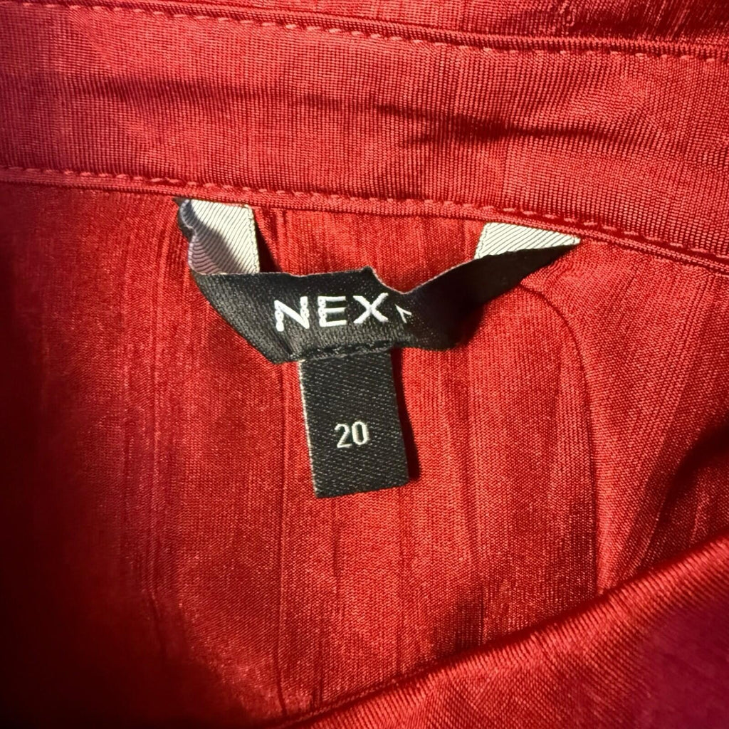Next Satin Shirt Blouse Women's UK Size 20 Long Sleeve Collared Red