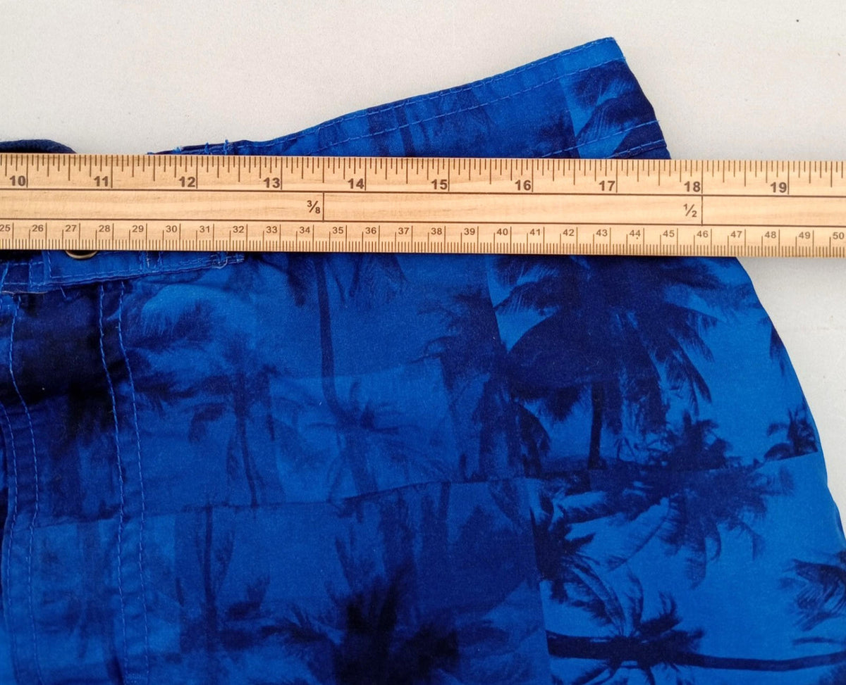 Tu Blue Palm Tree Swim Shorts Men's UK Size L Blue Pockets Drawstring Hawaiian Print