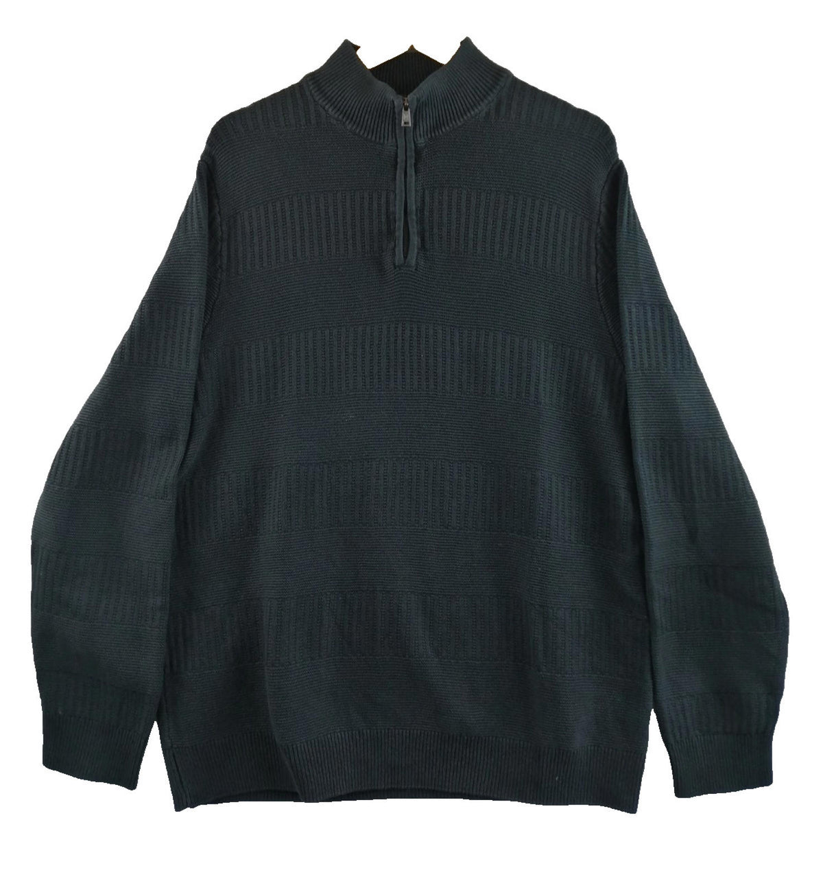 Chaps Black Ralph Lauren Chaps 1/4 Zip Ribbed Black Jumper Men's Size XL 100% Cotton