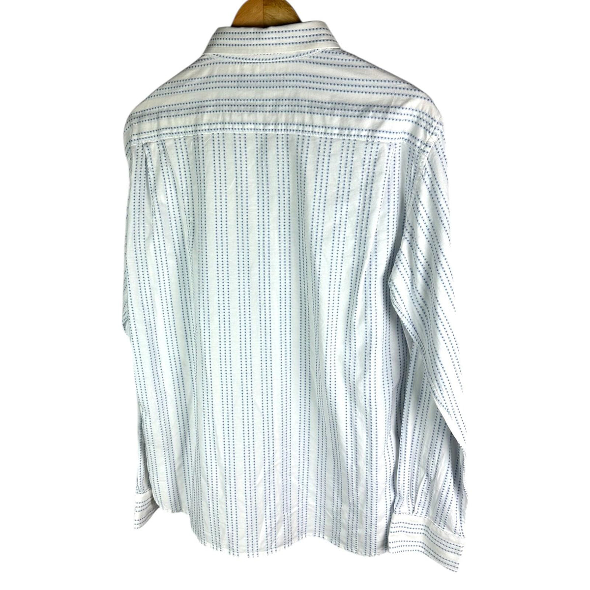 FCUK Formal Button Up Stripe Shirt Men's UK Size L White & Blue Long Sleeve