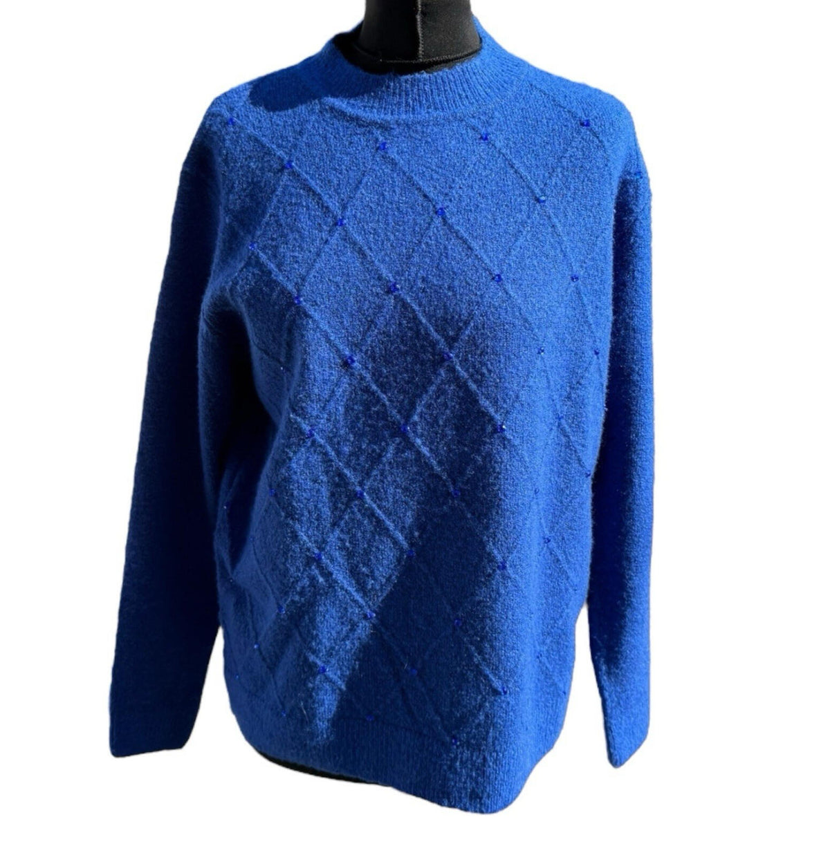 Honor Millburn Bright Blue Knit Jumper Diamante Accents Women’s UK Size M 14-16