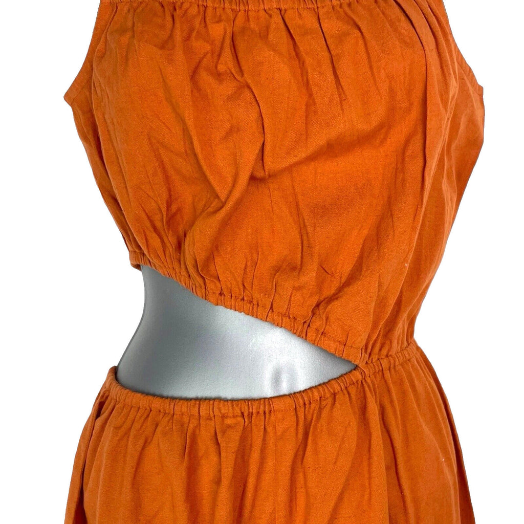Pretty Little Thing Jumpsuit Women's UK Size 8 Rust Orange Cut Out Side Summer