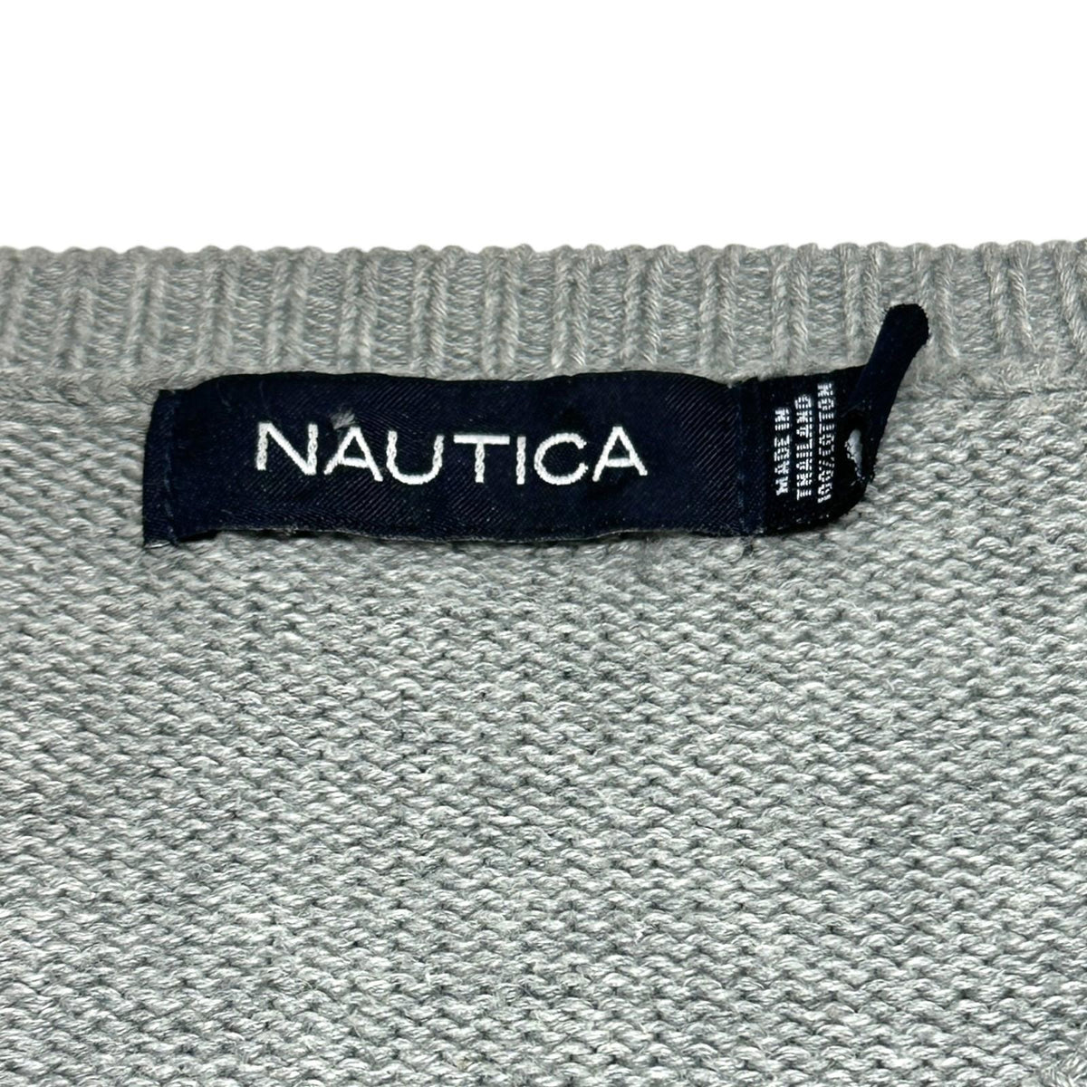 Nautica Gray Nautica Knit Jumper Men's UK Size XL Grey Stripe Long Sleeve 100% Cotton Sweater