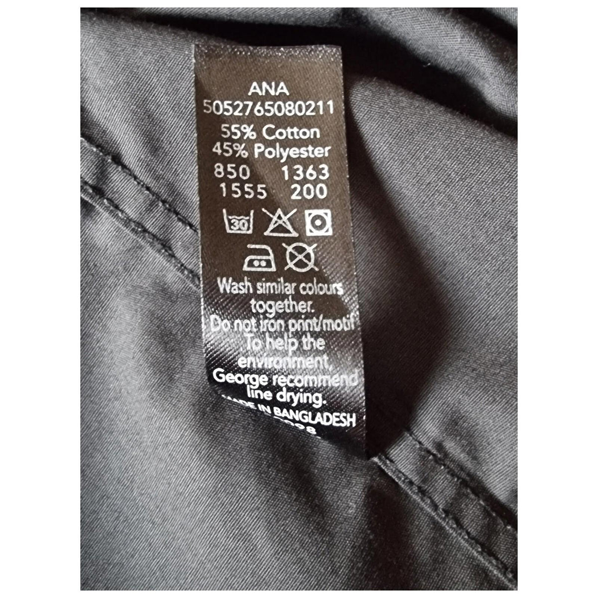 George Shirt Black Long Sleeve Men's UK Size 2XL XXL 49" Chest