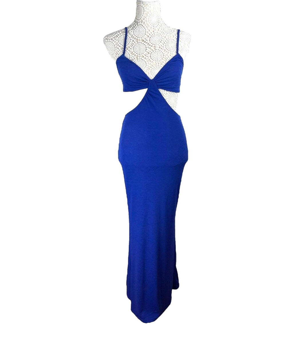 Cutaway Maxi Dress Blue Cut Out Design Summer Women's UK Size 8